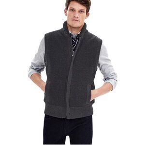 BANANA REPUBLIC Wool/Cotton Men's Gray XL Vest double zipper faux fur lined warm